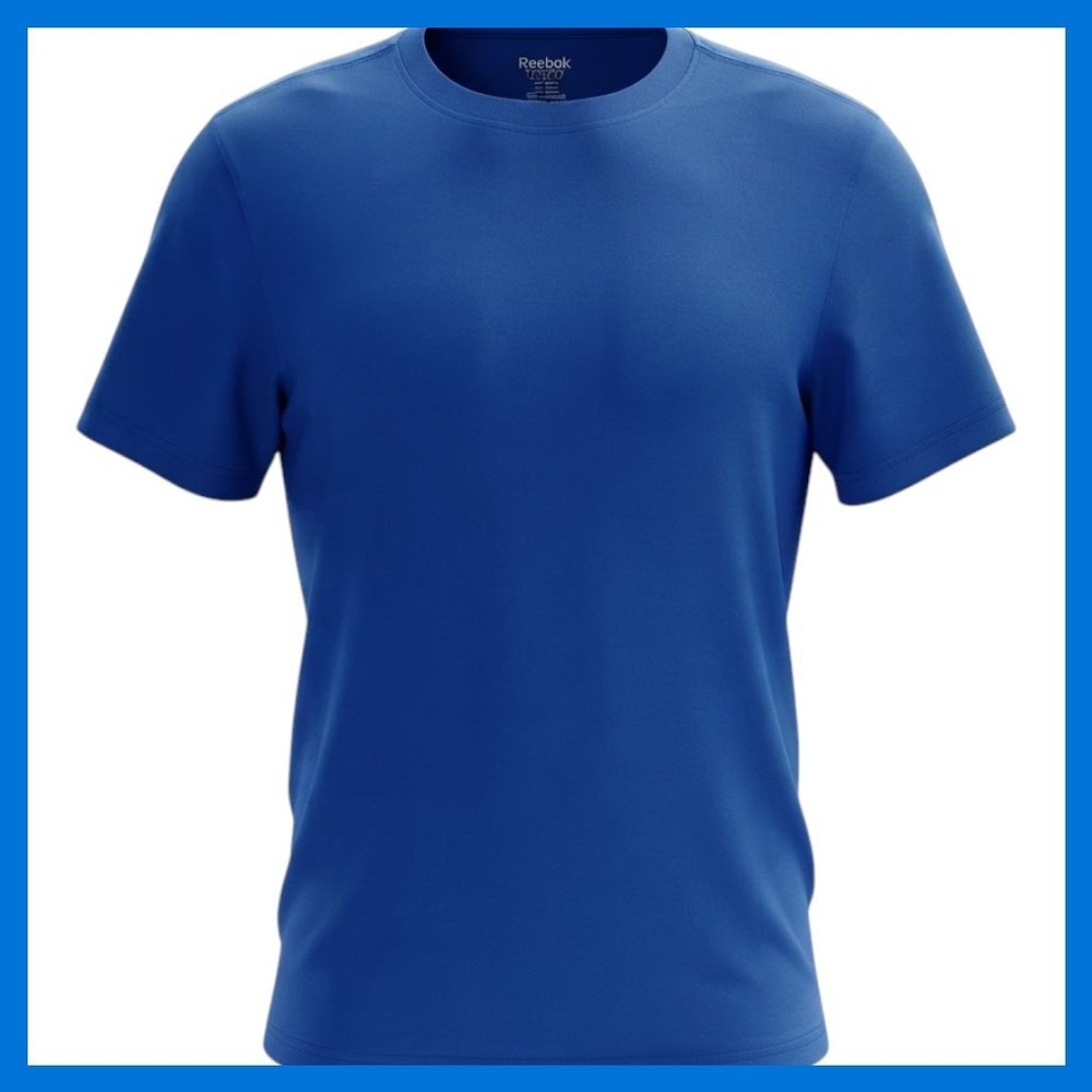 NWOT Reebok Mens Large Royal Blue 100% Cotton Short Sleeve Crewneck T-Shirt